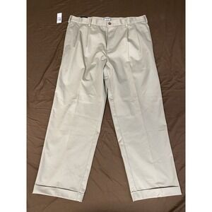 IZOD Wrinkle Free Khaki Dress Pants 40x30 Double Pleat 100% Cotton NWT